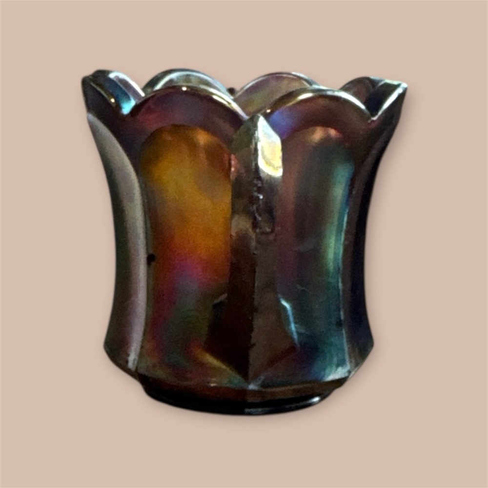 Vintage Carnival Glass Sugar Bowl Amethyst - Picture 3 of 6
